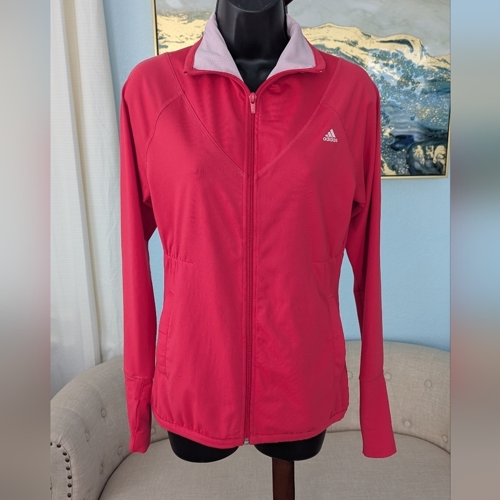 Adidas Climalite Full Zip Jacket Hot Pink Woman's  Size M - Picture 9 of 15